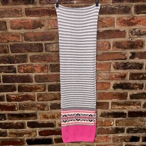 Talbots Wool Blend Pink Gray White Rectangle Long Scarf Women's